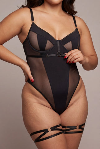 Body con girocoscia - NERO SELVAGGIO 