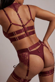 Completo lingerie quattro pezzi - KEELY Bordeaux 