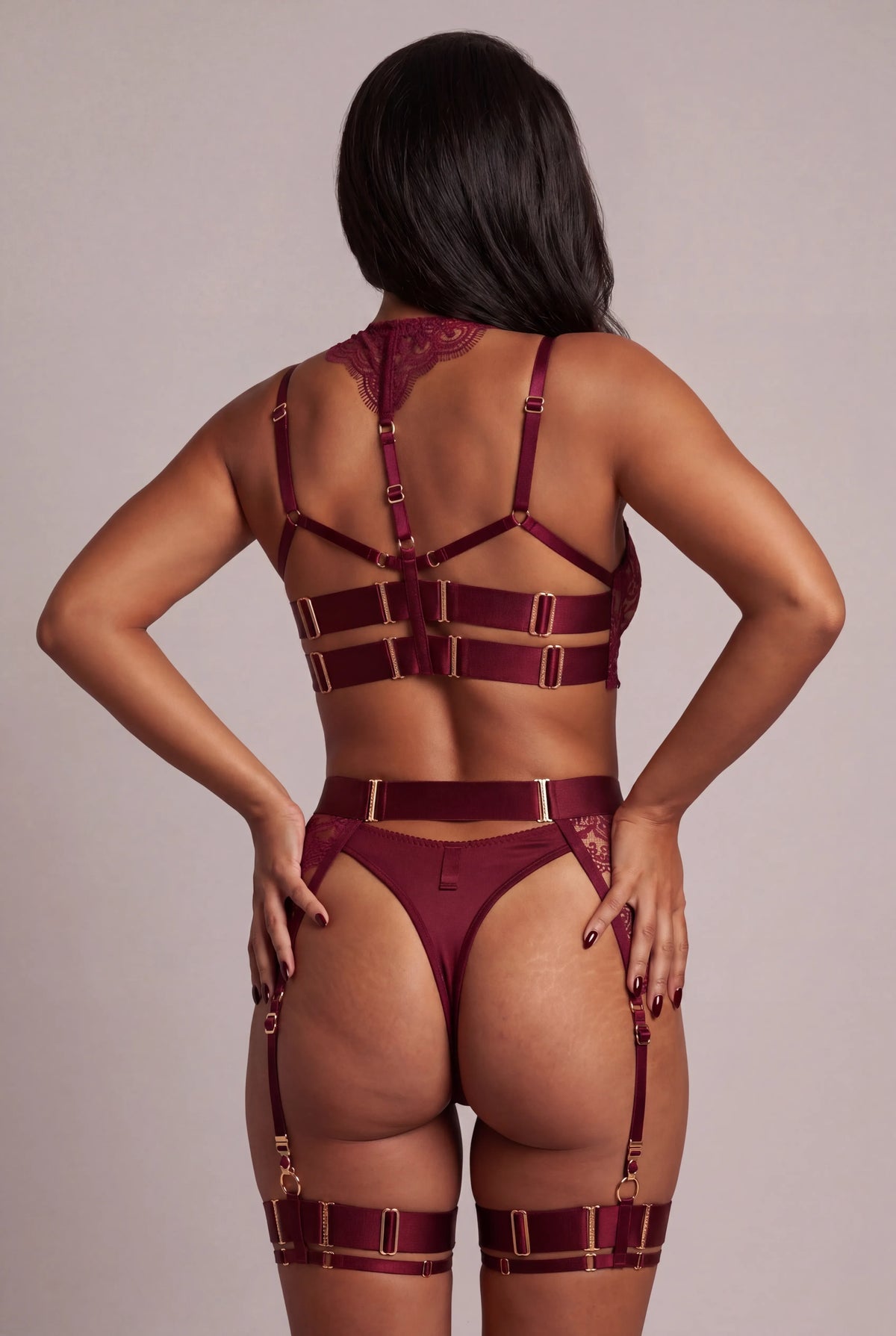 Completo lingerie quattro pezzi - KEELY Bordeaux 
